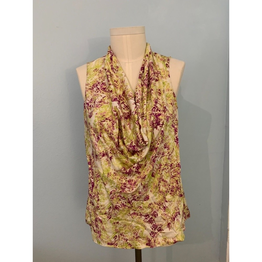 Classiques Entier 100% Silk Womens Sleeveless Top Cowl Neck Top L